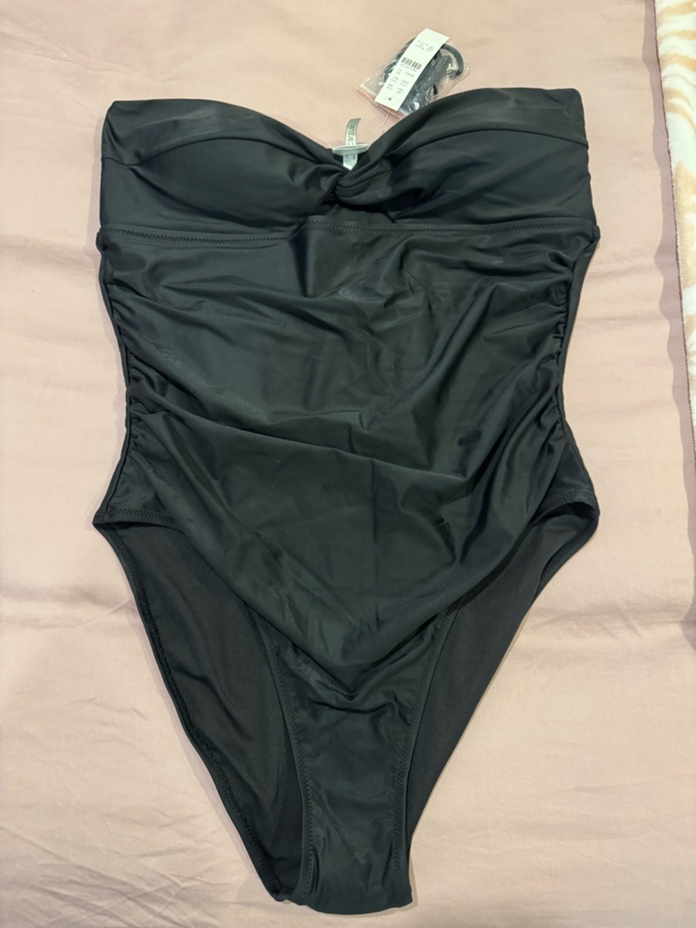 J CREW sz 16 Long Torso keyhole ruched Black Swimsuit NWT